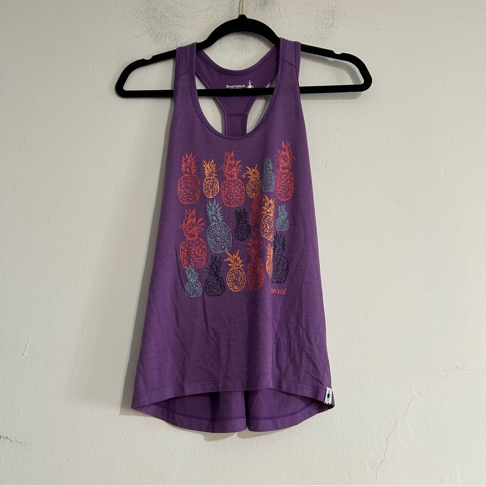 Smartwool Merino Sport 150 Bunch of Pineapples Purple Wool Racerback Tank Top XS